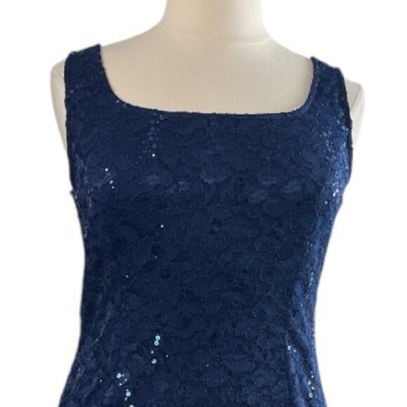 SLNY Jacket Dress 2 Piece Sheath Navy Blue Stretch Lace Women’s Plus Size 14 - Picture 11 of 15